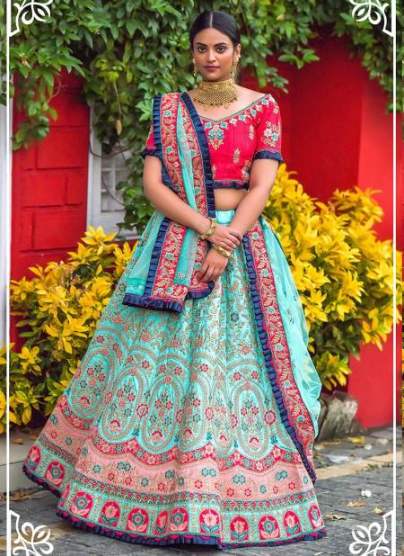 Sky Blue Colour PEAFOWL PEAFOWL VOL 77 Heavy Designer Wedding Wear Silk With Resham Zari Dori Work Stylish Lehenga Choli Collection 1150